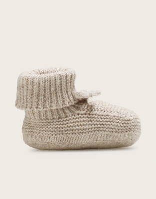 Organic Cotton Blend Bow Knitted Booties (0-2yrs) 