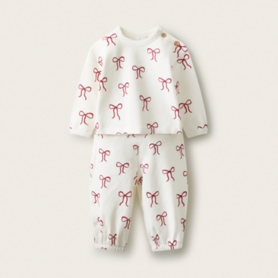 Organic Cotton Blend Bow Sweatshirt & Joggers Set (0–4yrs)