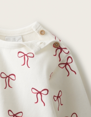 Organic Cotton Blend Bow Sweatshirt & Joggers Set (0–4yrs)