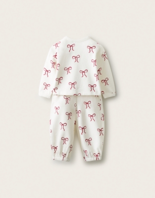 Organic Cotton Blend Bow Sweatshirt & Joggers Set (0–4yrs)