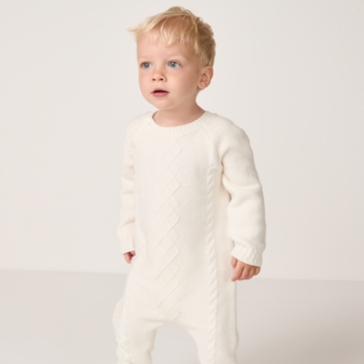 Organic Cotton Blend Cable Knit Wrap Romper (0–24mths)
