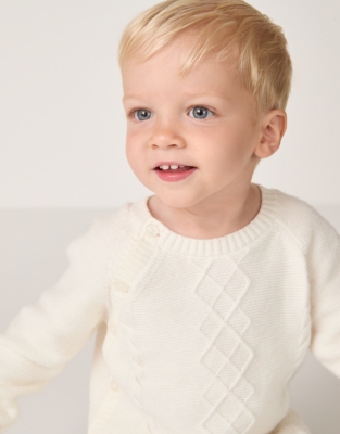 Organic Cotton Blend Cable Knit Wrap Romper (0–24mths)