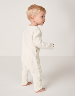 Organic Cotton Blend Cable Knit Wrap Romper (0–24mths)