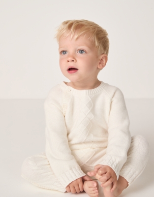 Organic Cotton Blend Cable Knit Wrap Romper (0–24mths) Baby