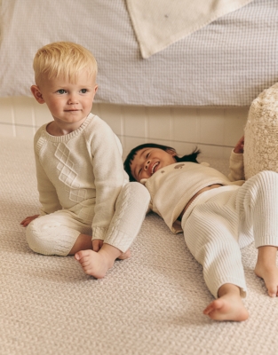 Organic Cotton Blend Cable Knit Wrap Romper (0–24mths)