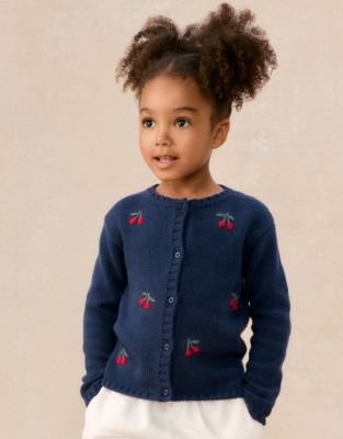 Organic Cotton Blend Cherry Cardigan (0–4yrs)