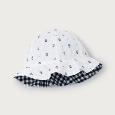 Organic Cotton Blend Daisy & Gingham Reversible Hat (0–4yrs)