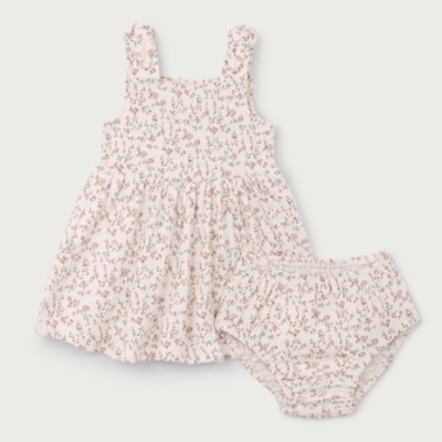 Organic Cotton Blend Esme Floral Tie Shoulder Jersey Dress (0–4yrs)