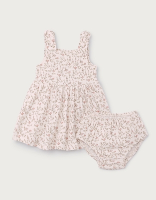 Organic Cotton Blend Esme Floral Tie Shoulder Jersey Dress (0–4yrs)