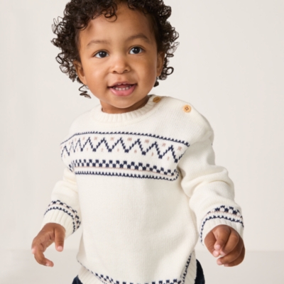 Organic Cotton Blend Fair Isle Jumper (0–4yrs)