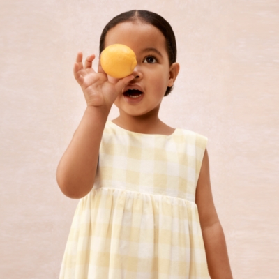 Organic Cotton Blend Gingham Bow Back Dress (0–4yrs)
