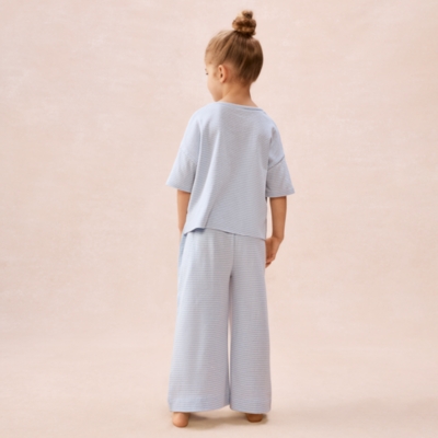 Organic Cotton Blend Heart & Stripe Wide Leg Pyjamas (1–12yrs)