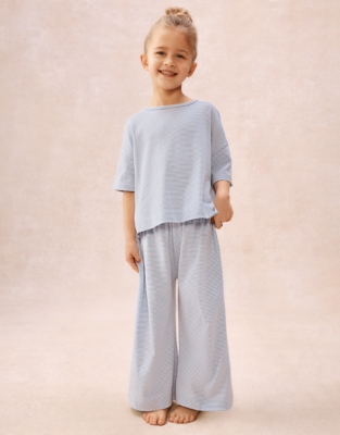 Organic Cotton Blend Heart & Stripe Wide Leg Pyjamas (1–12yrs)
