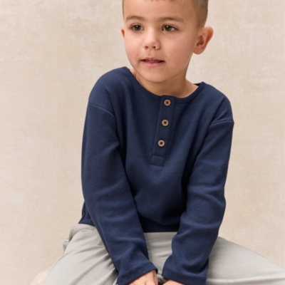 Organic Cotton Blend Henley Top and Cord Trousers Set (0–4yrs)