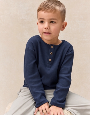 Organic Cotton Blend Henley Top and Cord Trousers Set (0–4yrs)