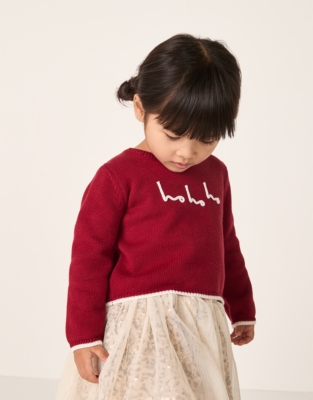Organic Cotton Blend Ho Ho Ho Jumper (0–2yrs)
