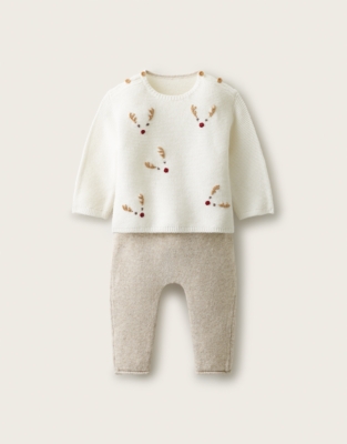 Organic-Cotton Blend Jingles Embroidered Jumper & Leggings Set (0–2yrs)