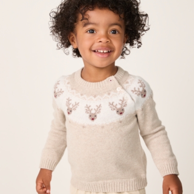 Organic Cotton Blend Jingles Fair Isle Jumper (0–4yrs)