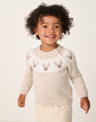 Organic Cotton Blend Jingles Fair Isle Jumper (0–4yrs)