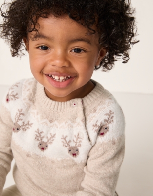 Organic Cotton Blend Jingles Fair Isle Jumper (0–4yrs)