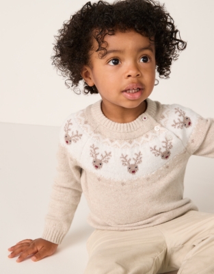 Organic Cotton Blend Jingles Fair Isle Jumper (0–4yrs)