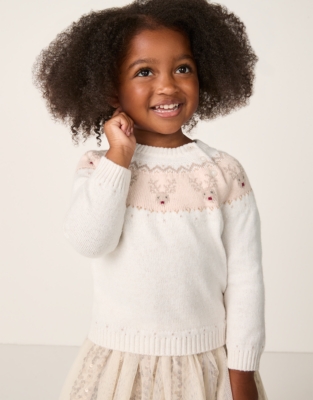 Organic Cotton Blend Jingles Fair Isle Jumper (0–4yrs)