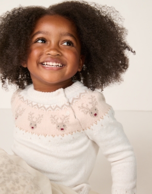 Organic Cotton Blend Jingles Fair Isle Jumper (0–4yrs)
