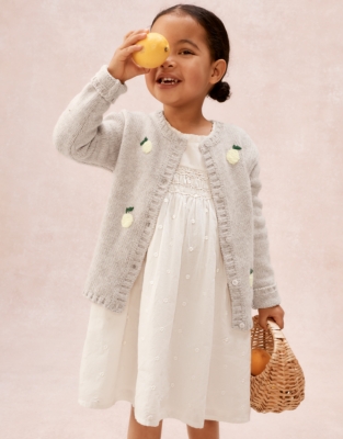 Organic Cotton Blend Lemon Cardigan (0–4yrs)