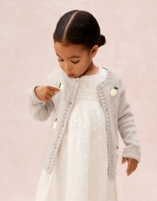 Organic Cotton Blend Lemon Cardigan (0–4yrs)