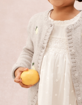Organic Cotton Blend Lemon Cardigan (0–4yrs)