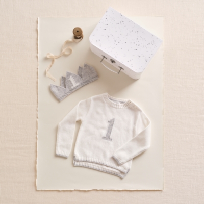Organic Cotton Blend My 1st Birthday Jumper & Crown Gift Set (9–18mths)