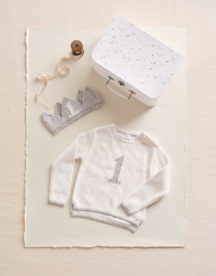 Organic Cotton Blend My 1st Birthday Jumper & Crown Gift Set (9–18mths)
