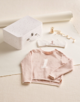 Organic Cotton Blend My 1st Birthday Jumper & Crown Gift Set (9–18mths)
