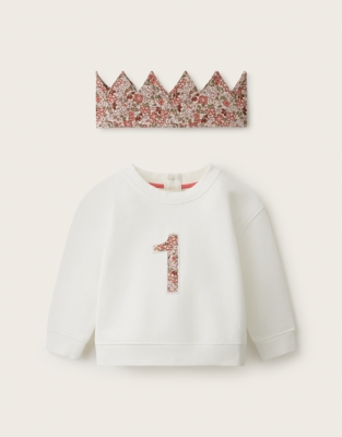 Organic Cotton Blend My 1st Birthday Sweatshirt & Crown Set