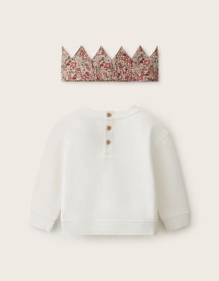Organic Cotton Blend My 1st Birthday Sweatshirt & Crown Set