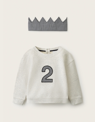 Organic Cotton Blend My 2nd Birthday Sweatshirt & Crown Set (1–3yrs)