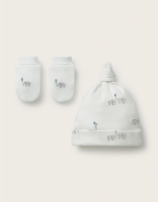Organic Cotton Blend Party Elephant Hat & Mittens Set (0-12mths)