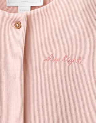 Organic Cotton Blend Pink Sleep Tight Embroidered Sleepsuit (0–24mths)
