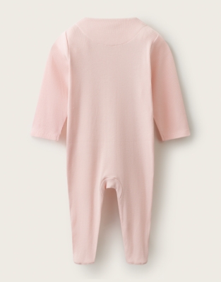 Organic Cotton Blend Pink Sleep Tight Embroidered Sleepsuit (0–24mths)