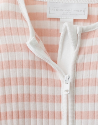 Organic Cotton Blend Pink Stripe Ribbed Sleepsuit (0–24mths)