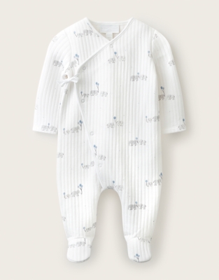 Organic Cotton Blend Quilted Party Elephant Wrap Sleepsuit (0–24mths)