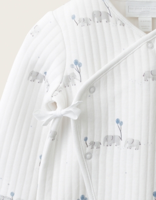 Organic Cotton Blend Quilted Party Elephant Wrap Sleepsuit (0–24mths)
