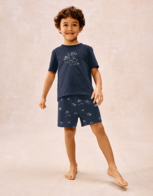 Organic Cotton Blend Relaxed Fit Glow In The Dark Beach Club Shortie Pyjamas (1–12yrs)