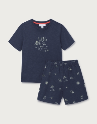 Organic Cotton Blend Relaxed Fit Glow In The Dark Beach Club Shortie Pyjamas (1–12yrs)