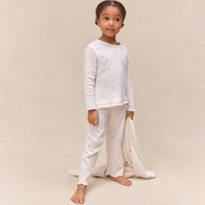 Organic Cotton Blend Relaxed Fit Pointelle Heart Pyjamas (2–12yrs)