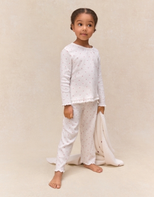 Organic Cotton Blend Relaxed Fit Pointelle Heart Pyjamas (2–12yrs)