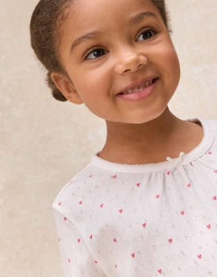 Organic Cotton Blend Relaxed Fit Pointelle Heart Pyjamas (2–12yrs)