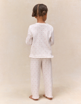 Organic Cotton Blend Relaxed Fit Pointelle Heart Pyjamas (2–12yrs)
