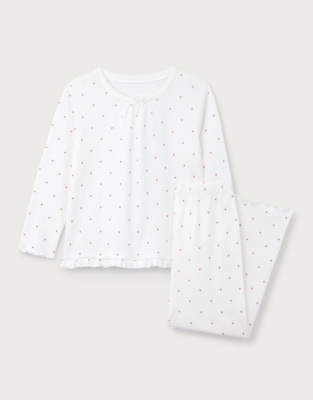 Organic Cotton Blend Relaxed Fit Pointelle Heart Pyjamas (2–12yrs)