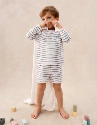 Organic Cotton Blend Relaxed Fit Sleepy Stripe Shortie Pyjamas (2–12yrs)